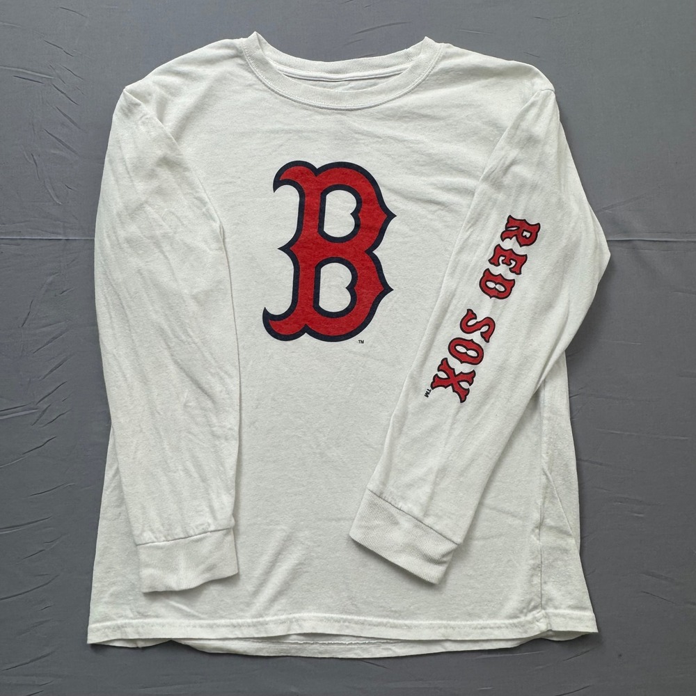 Stitches Boston Red Sox Long Sleeve T-Shirt Mens Large White MLB Baseball Logo